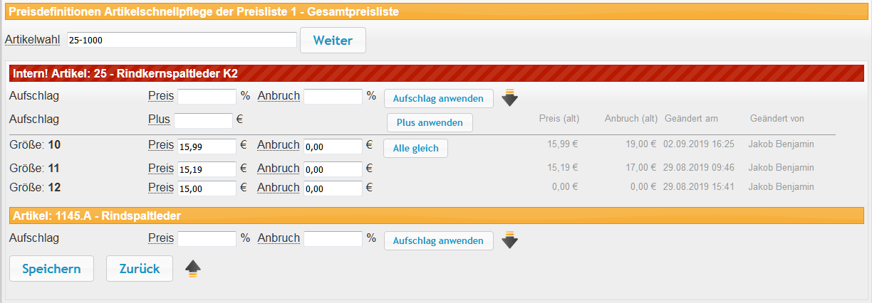 IQ Data - Artikelpreispflege in der Gesamtpreisliste IQ Data - Artikelpreispflege in der Gesamtpreisliste
